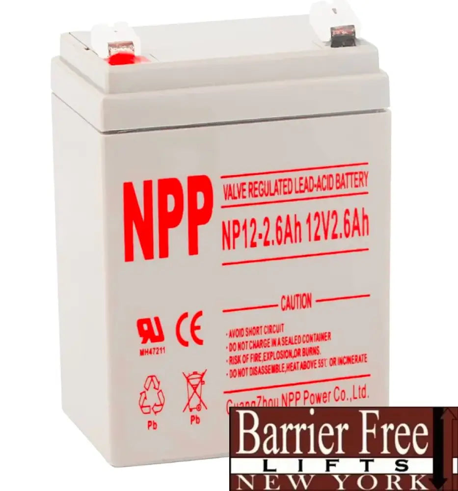 Handicare 1100 Stairlift Battery 12v/2.6amh (each)
